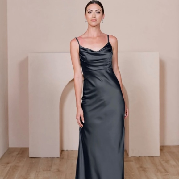 Revelry Dresses & Skirts - Revelry Skye Satin Bridesmaid Dress Black Size 10